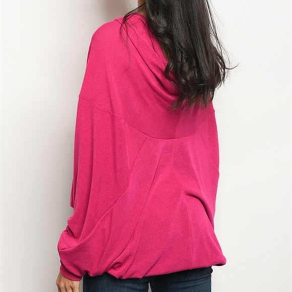Long sleeve V plunge drape front sweater top. - Picture 3 of 4